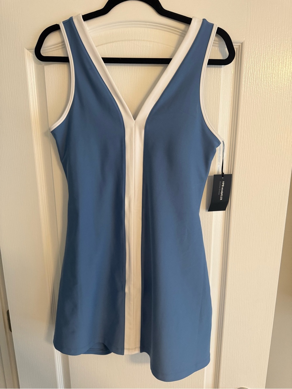 Abercrombie & Fitch Dusty Blue Mini Dress with White Trim